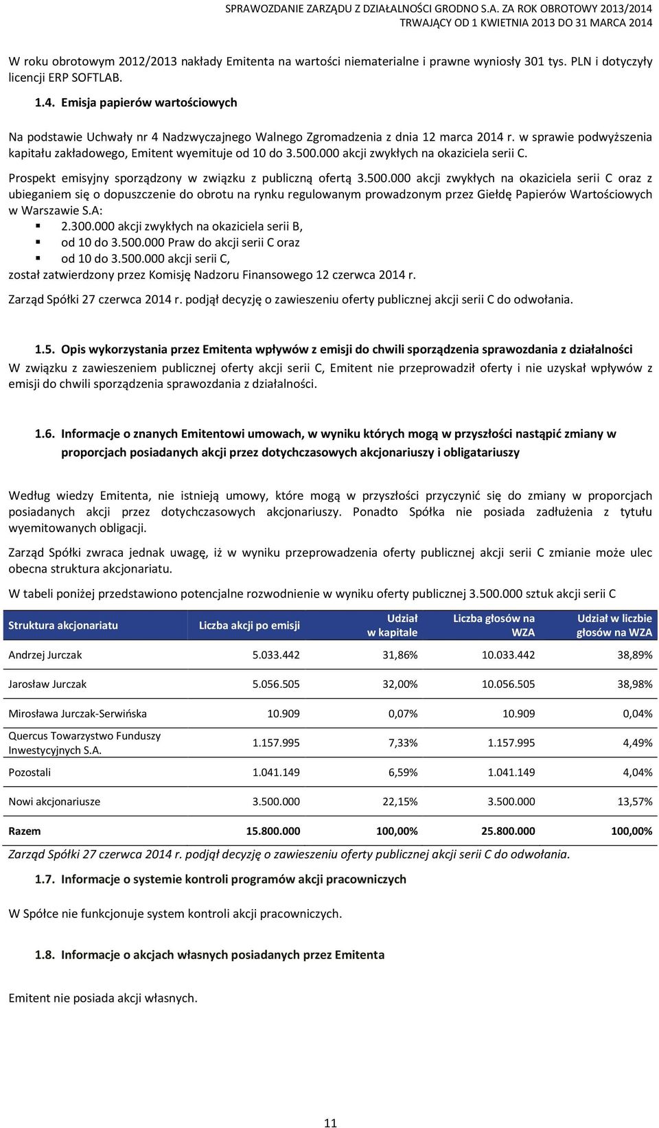 000 akcji zwykłych na okaziciela serii C. Prospekt emisyjny sporządzony w związku z publiczną ofertą 3.500.