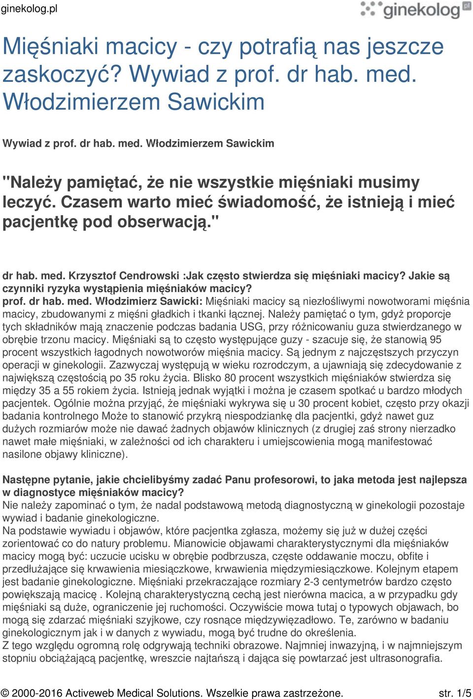 Jakie są czynniki ryzyka wystąpienia mięśniaków macicy? prof. dr hab. med.