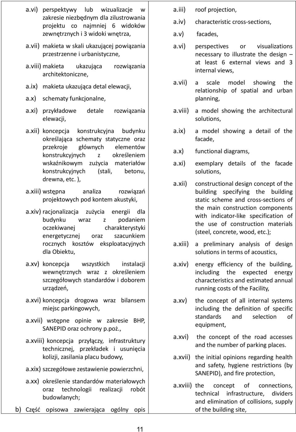 xi) przykładowe detale rozwiązania elewacji, a.