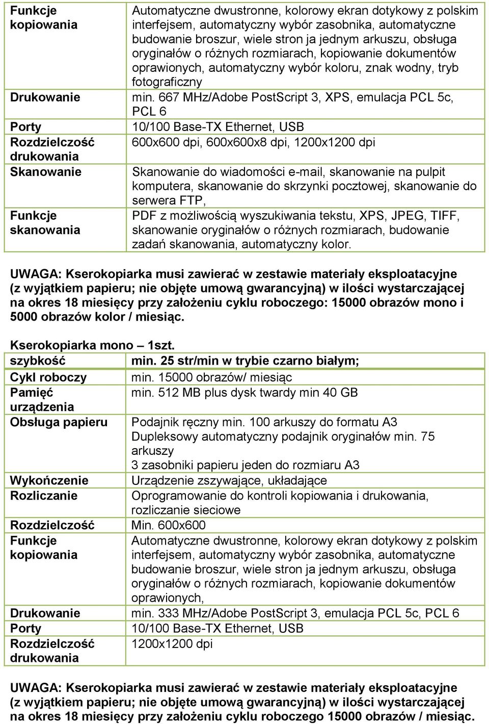 667 MHz/Adobe PostScript 3, XPS, emulacja PCL 5c, PCL 6 Porty 10/100 Base-TX Ethernet, USB Rozdzielczość 600x600 dpi, 600x600x8 dpi, 1200x1200 dpi drukowania Skanowanie Funkcje skanowania Skanowanie