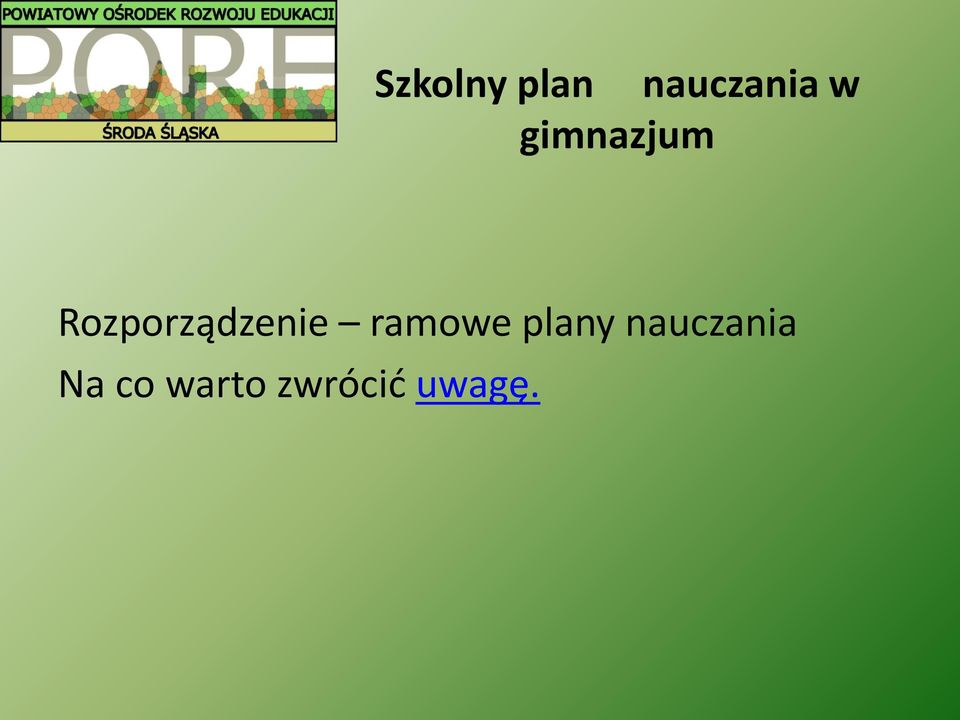 ramowe plany nauczania