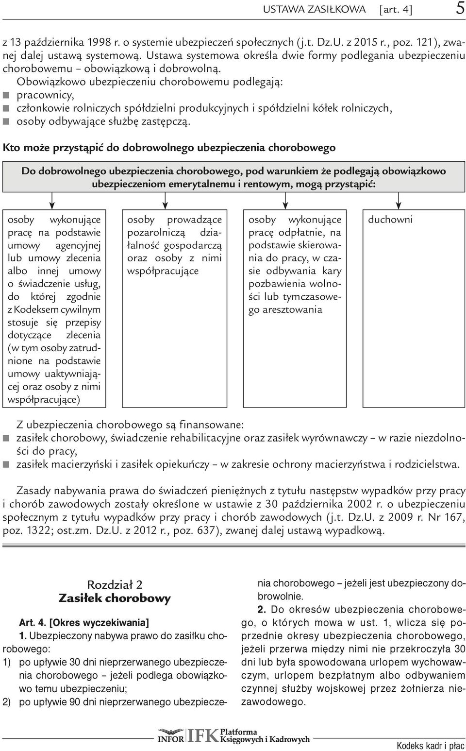 Obowiązkowo ubezpieczeniu chorobowemu podlegają: pracownicy, członkowie rolniczych spółdzielni produkcyjnych i spółdzielni kółek rolniczych, osoby odbywające służbę zastępczą.