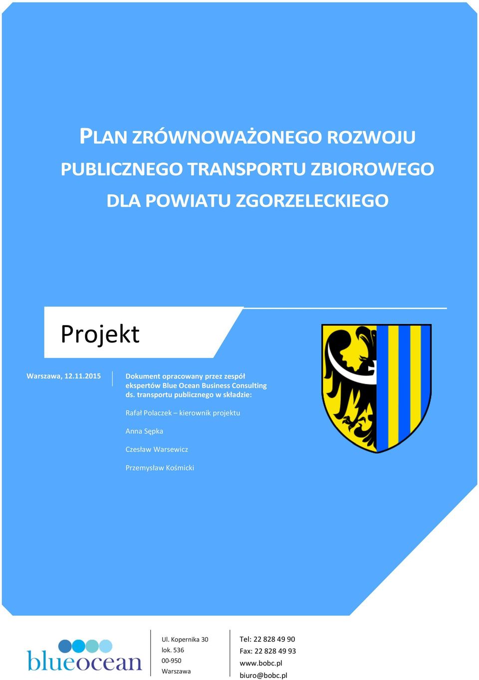 transportu publicznego w składzie: Rafał Polaczek kierownik projektu Anna Sępka