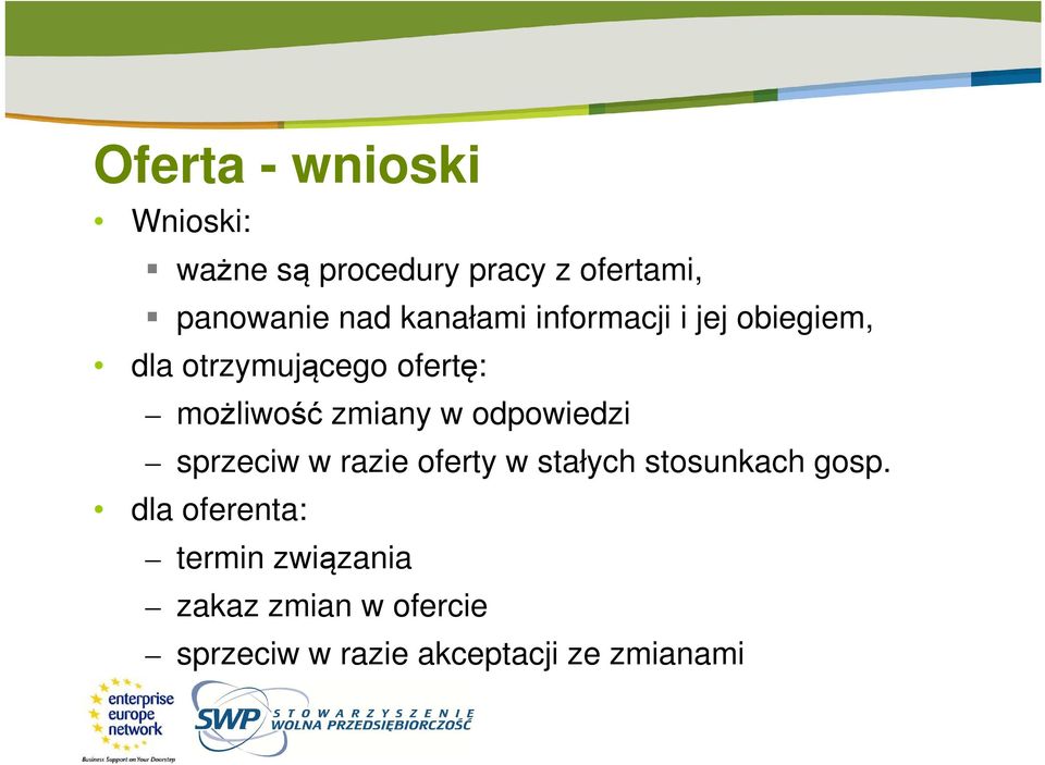 zmiany w odpowiedzi sprzeciw w razie oferty w stałych stosunkach gosp.