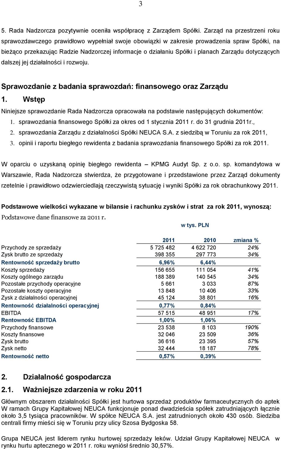 Zarządu dotyczących dalszej jej działalności i rozwoju. Sprawozdanie z badania sprawozdań: finansowego oraz Zarządu 1.