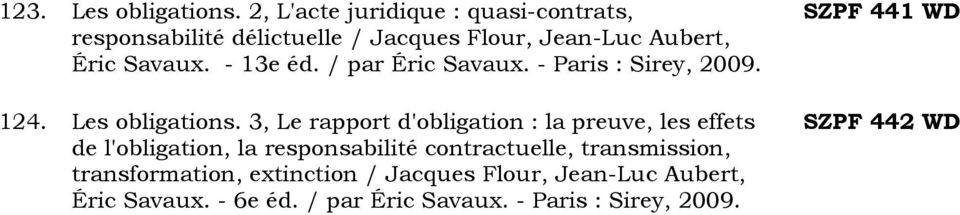 - 13e éd. / par Éric Savaux. - Paris : Sirey, 2009. 124. Les obligations.