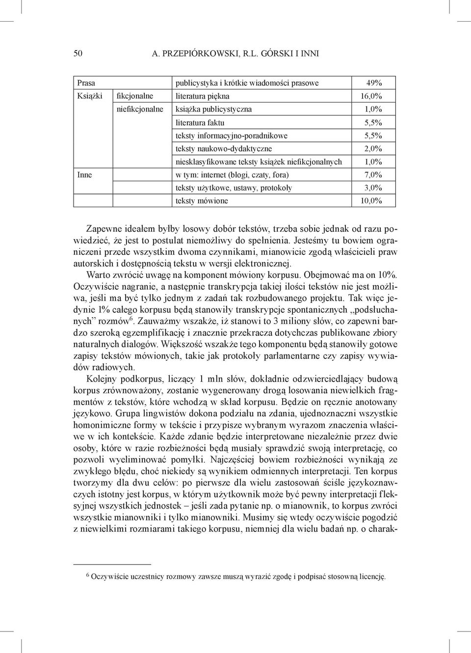 informacyjno-poradnikowe 5,5% teksty naukowo-dydaktyczne 2,0% niesklasyfikowane teksty książek niefikcjonalnych 1,0% Inne w tym: internet (blogi, czaty, fora) 7,0% teksty użytkowe, ustawy, protokoły