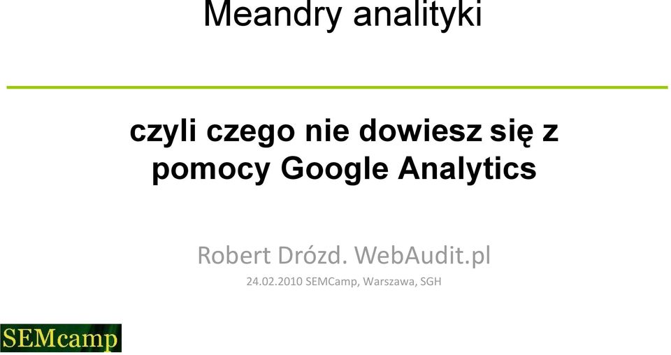 Analytics Robert Drózd. WebAudit.