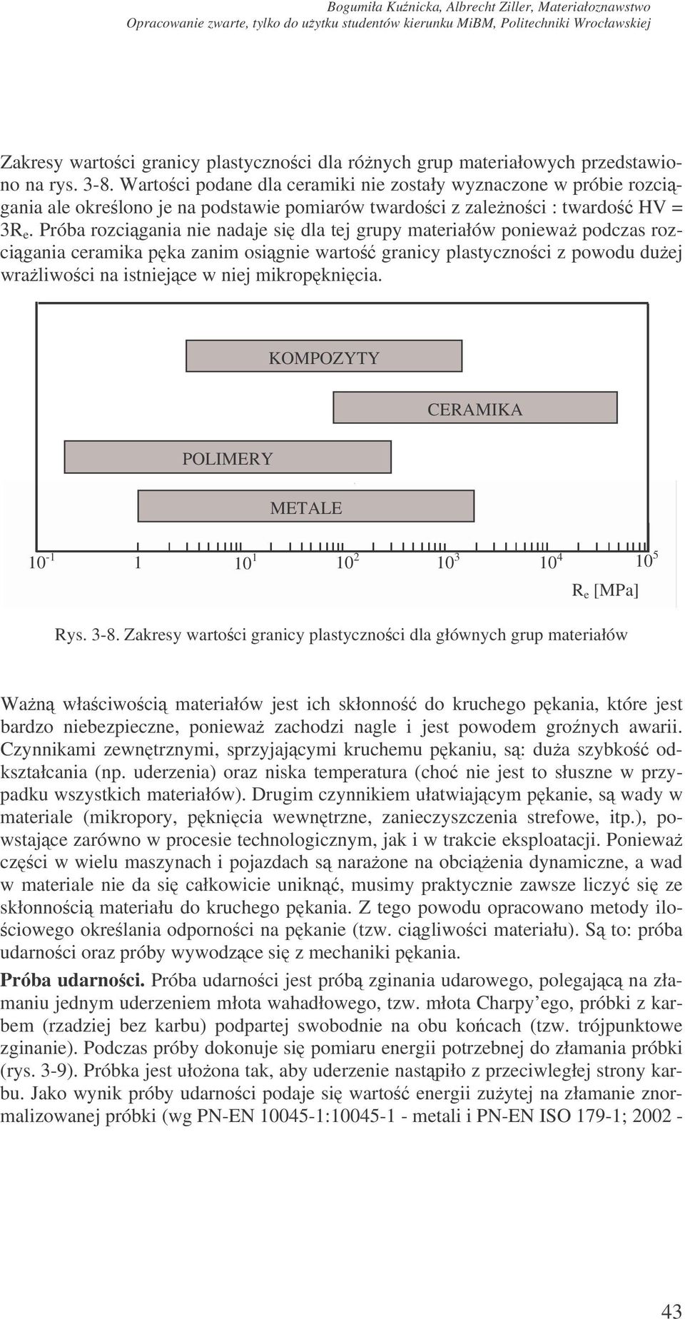 Próba rozcigania nie nadaje si dla tej grupy materiałów poniewa podczas rozcigania ceramika pka zanim osignie warto granicy plastycznoci z powodu duej wraliwoci na istniejce w niej mikropknicia.