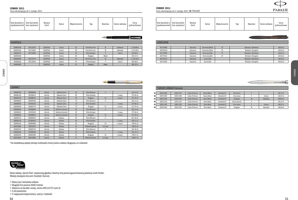 ) Nazwa Serii Kolor Wykończenie Typ Rozmiar Kolor wkładu Cena jednostkowa DUOFOLD EXECUTIVE S0690350 S0713540 DUOFOLD Czarny GT Pióro Wieczne Cent. M Niebieski 1,316.