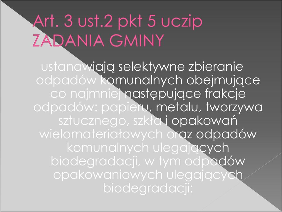 sztucznego, szkła i opakowań wielomateriałowych oraz odpadów