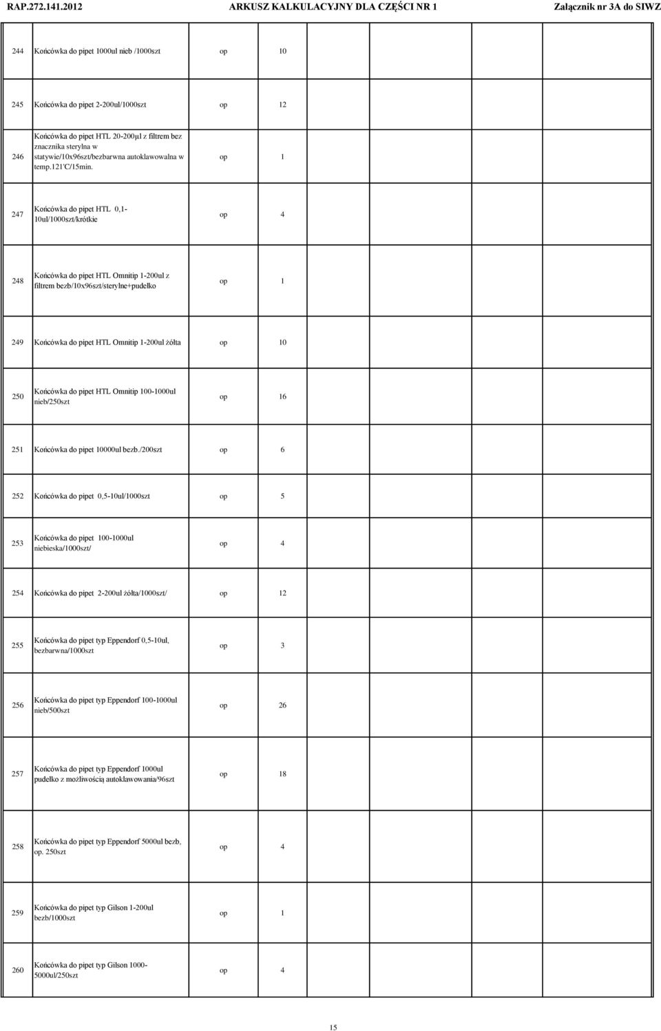 247 Końcówka do pipet HTL 0,1-10ul/1000szt/krótkie op 4 248 Końcówka do pipet HTL Omnitip 1-200ul z filtrem bezb/10x96szt/sterylne+pudełko 249 Końcówka do pipet HTL Omnitip 1-200ul żółta 0 250