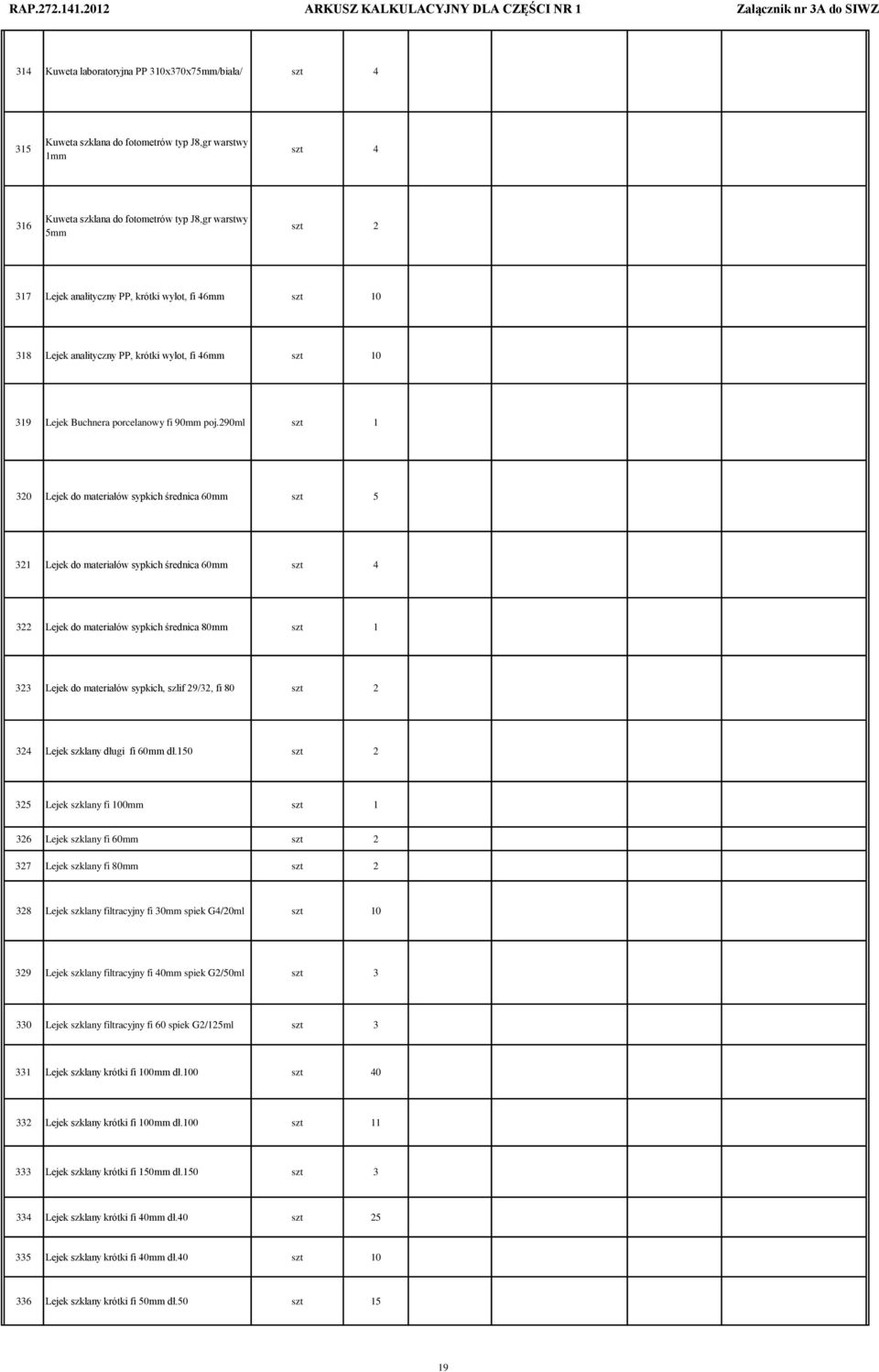 290ml 320 Lejek do materiałów sypkich średnica 60mm 321 Lejek do materiałów sypkich średnica 60mm 322 Lejek do materiałów sypkich średnica 80mm 323 Lejek do materiałów sypkich, szlif 29/32, fi 80 324