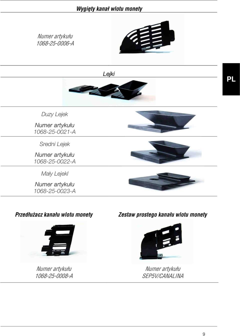 Lejekl Numer artykułu 1068-25-0023-A Przedłużacz kanału wlotu monety Zestaw