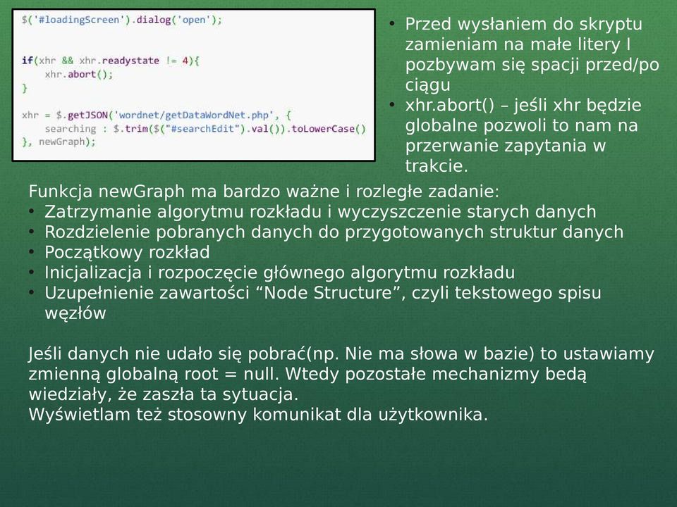 Początkowy rozkład Inicjalizacja i rozpoczęcie głównego algorytmu rozkładu Uzupełnienie zawartości Node Structure, czyli tekstowego spisu węzłów Jeśli danych nie udało się