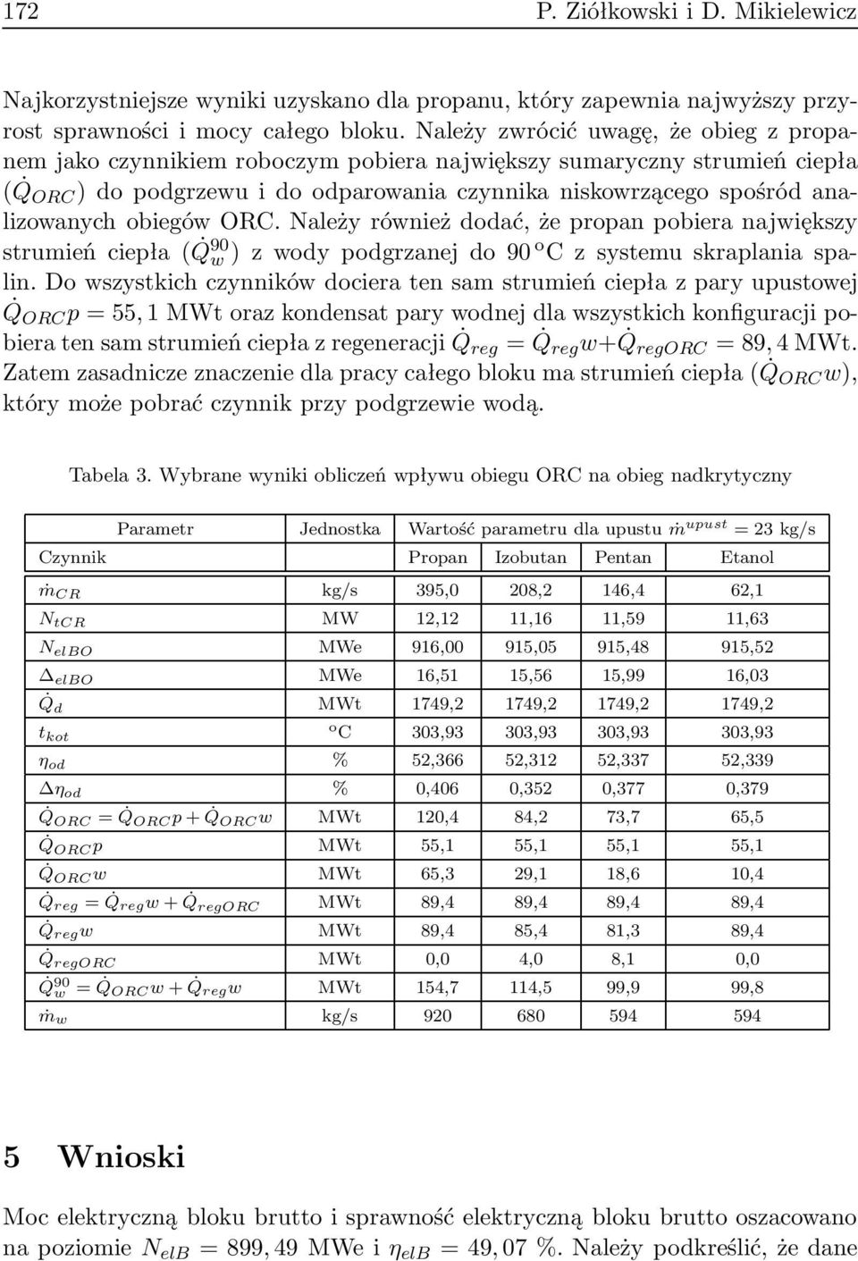 ORC. Należy również dodać, że propan pobiera największy strumieńciepła( Q 90 w)zwodypodgrzanejdo90 o Czsystemuskraplaniaspalin.