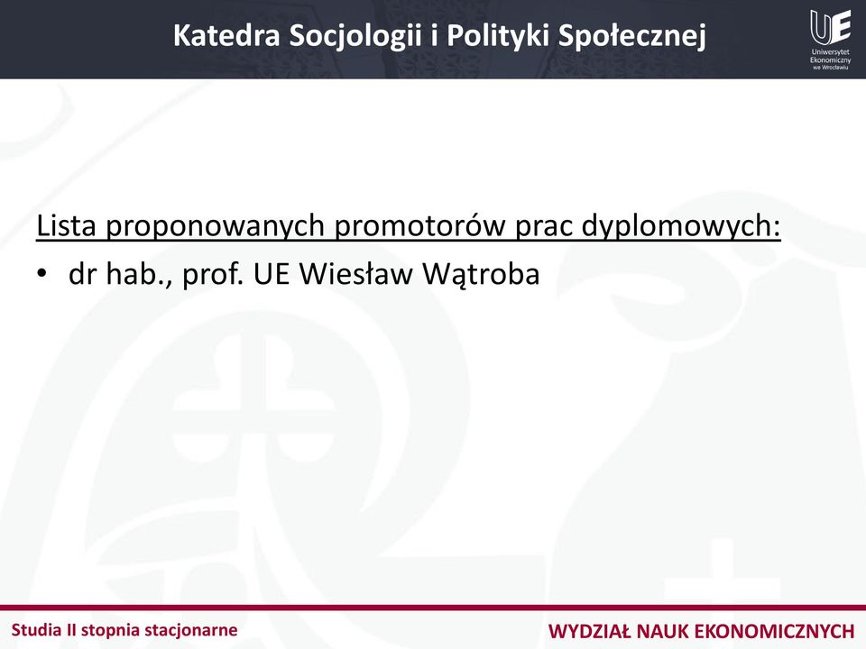 promotorów prac dyplomowych: