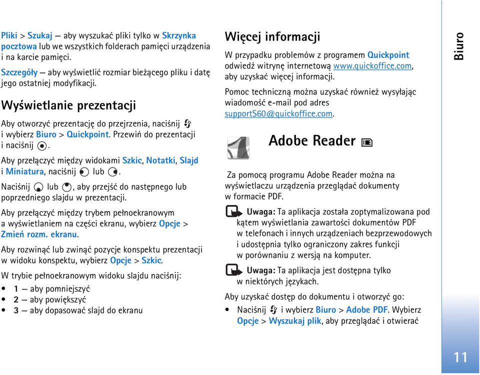 Przewiñ do prezentacji i naci nij. Aby prze³±czyæ miêdzy widokami Szkic, Notatki, Slajd i Miniatura, naci nij lub. Naci nij lub, aby przej æ do nastêpnego lub poprzedniego slajdu w prezentacji.