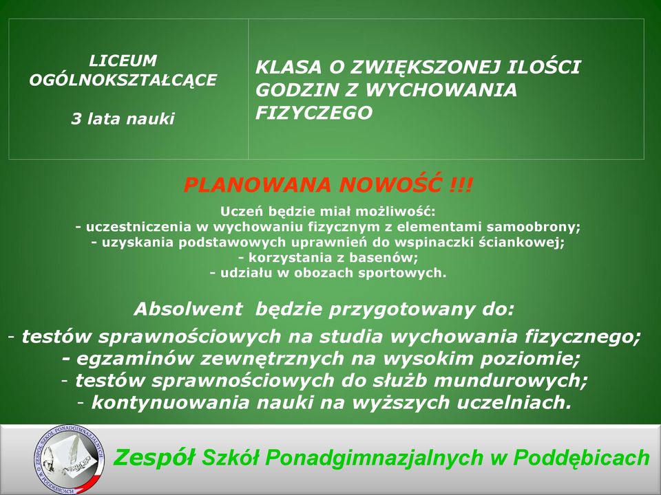 ściankowej; - korzystania z basenów; - udziału w obozach sportowych.