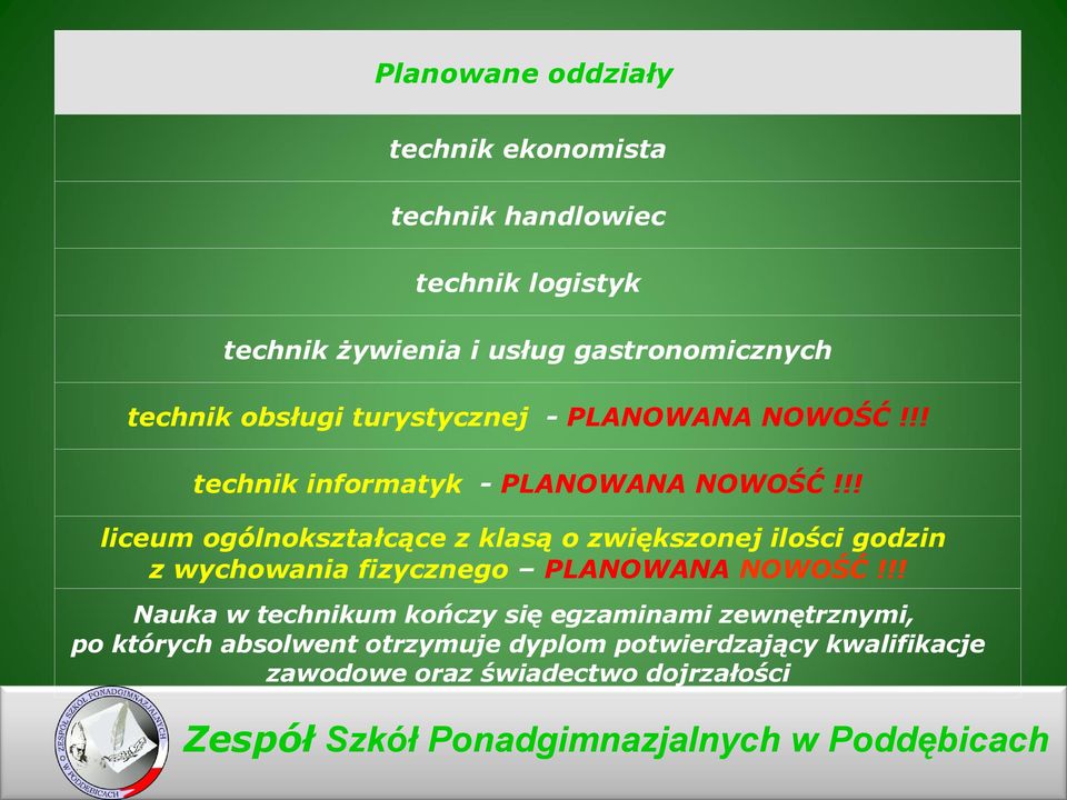 !! liceum ogólnokształcące z klasą o zwiększonej ilości godzin z wychowania fizycznego PLANOWANA NOWOŚĆ!