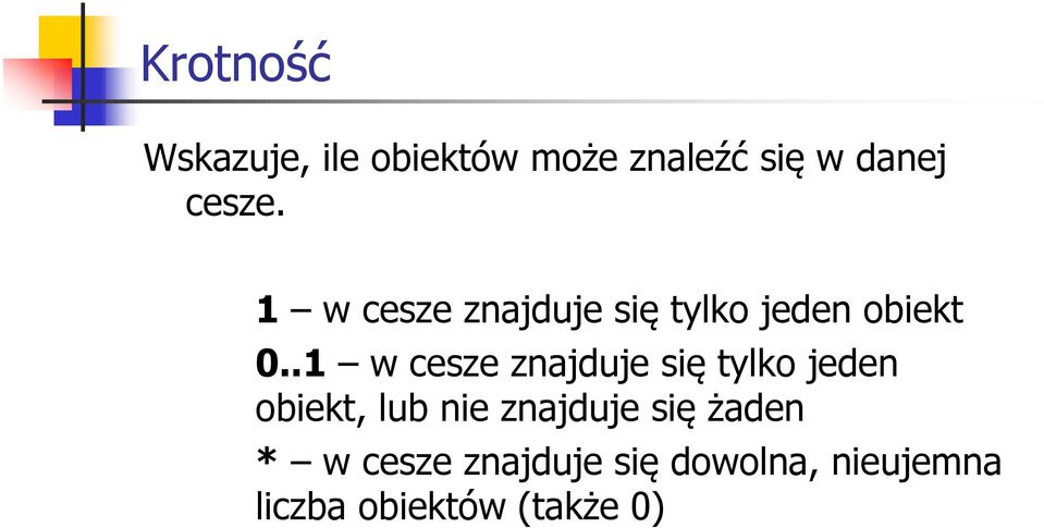 .1 w cesze znajduje się tylko jeden obiekt, lub nie znajduje