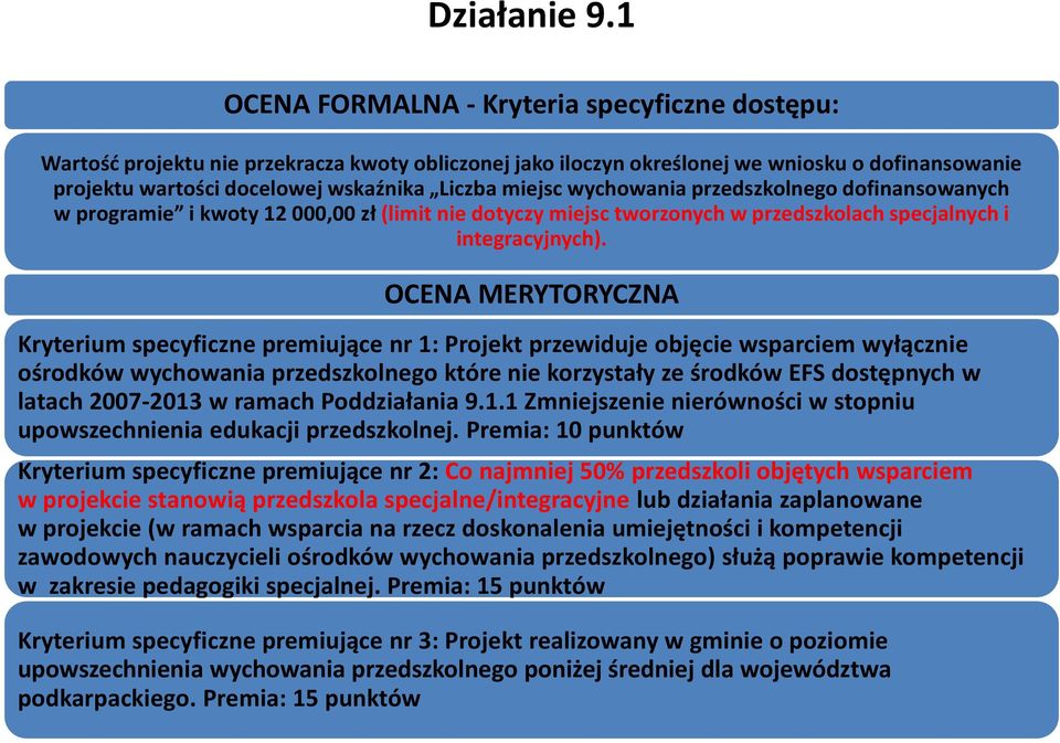 miejsc wychowania przedszkolnego dofinansowanych w programie i kwoty 12 000,00 zł (limit nie dotyczy miejsc tworzonych w przedszkolach specjalnych i integracyjnych).