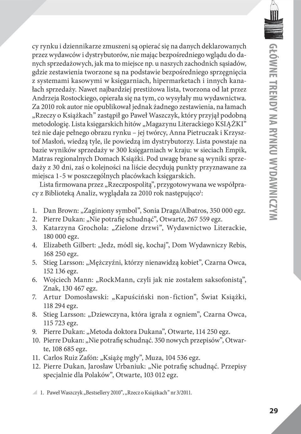 Nawet najbardziej prestiżowa lista, tworzona od lat przez Andrzeja Rostockiego, opierała się na tym, co wysyłały mu wydawnictwa.