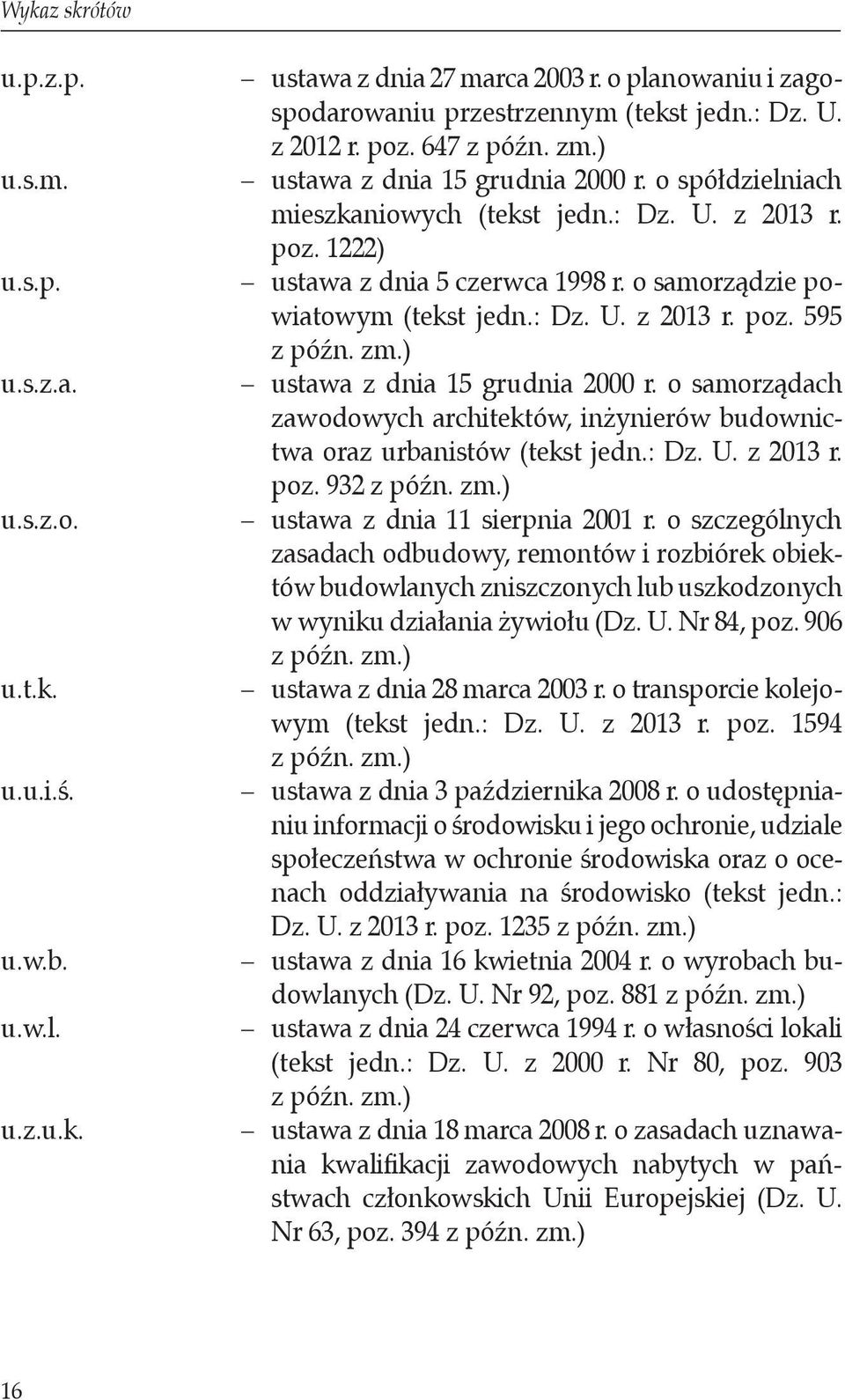 o samorządach zawodowych architektów, inżynierów budownictwa oraz urbanistów (tekst jedn.: Dz. U. z 2013 r. poz. 932 ustawa z dnia 11 sierpnia 2001 r.