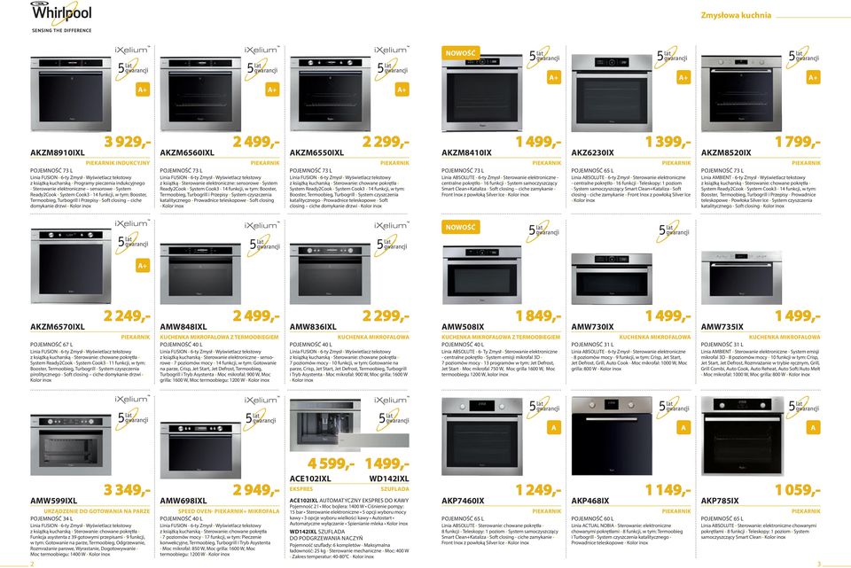 Turbogrill i Przepisy System czyszczenia katalitycznego Prowadnice teleskopowe Soft closing Kolor inox KZM6550IXL 2 299,- System Ready2Cook System Cook3 14 funkcji, w tym: Booster, Termoobieg,