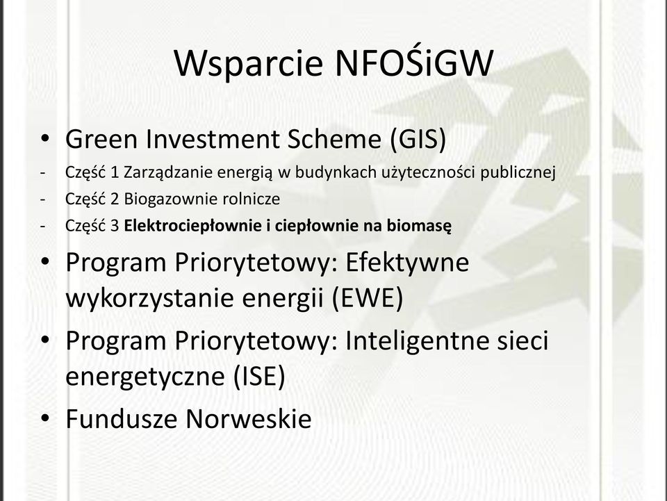 Elektrociepłownie i ciepłownie na biomasę Program Priorytetowy: Efektywne