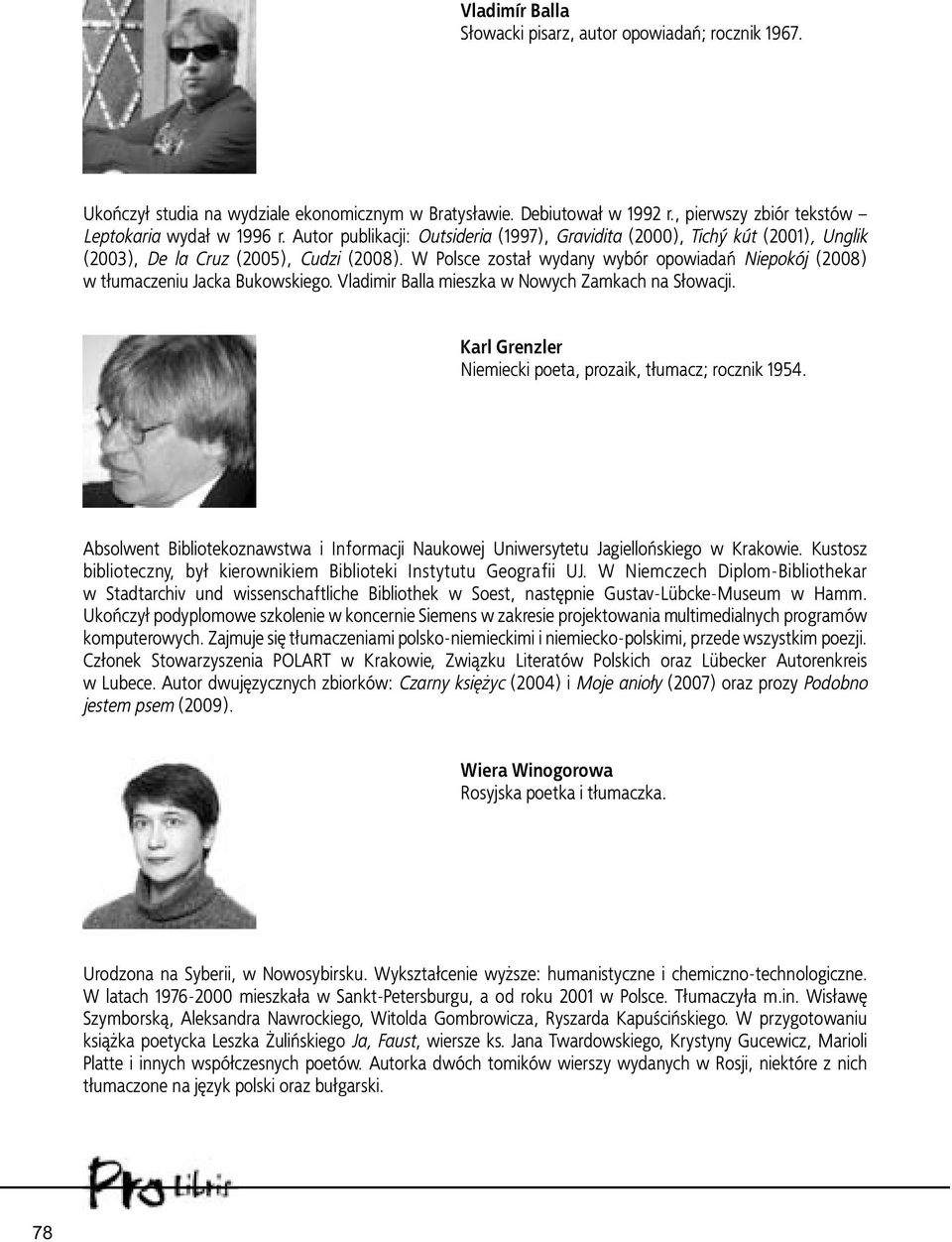 W Polsce został wydany wybór opowiadań Niepokój (2008) w tłumaczeniu Jacka Bukowskiego. Vladimir Balla mieszka w Nowych Zamkach na Słowacji.