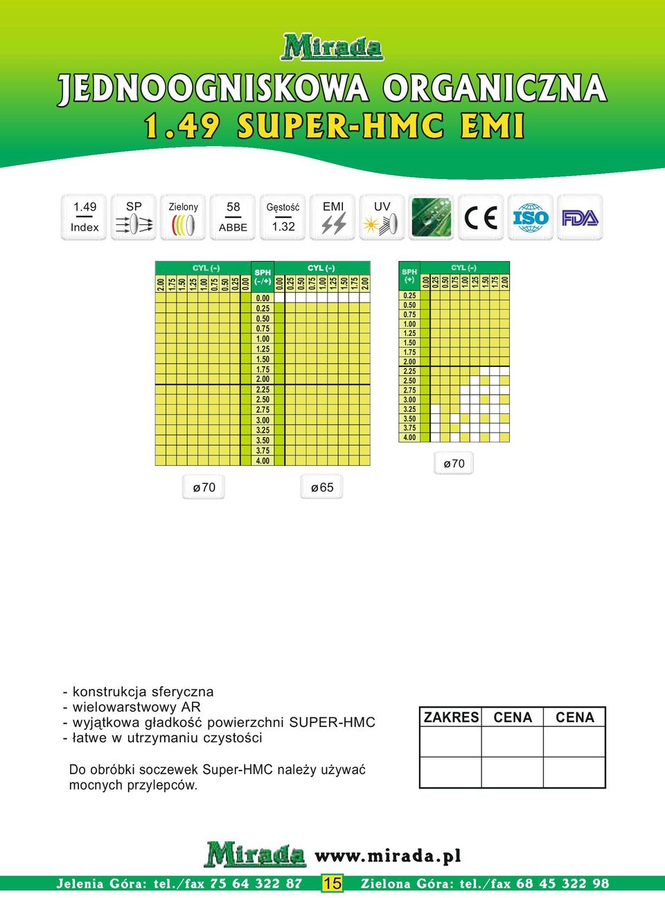 SUPER-HMC - ³atwe w utrzymaniu czystoœci Do obróbki soczewek