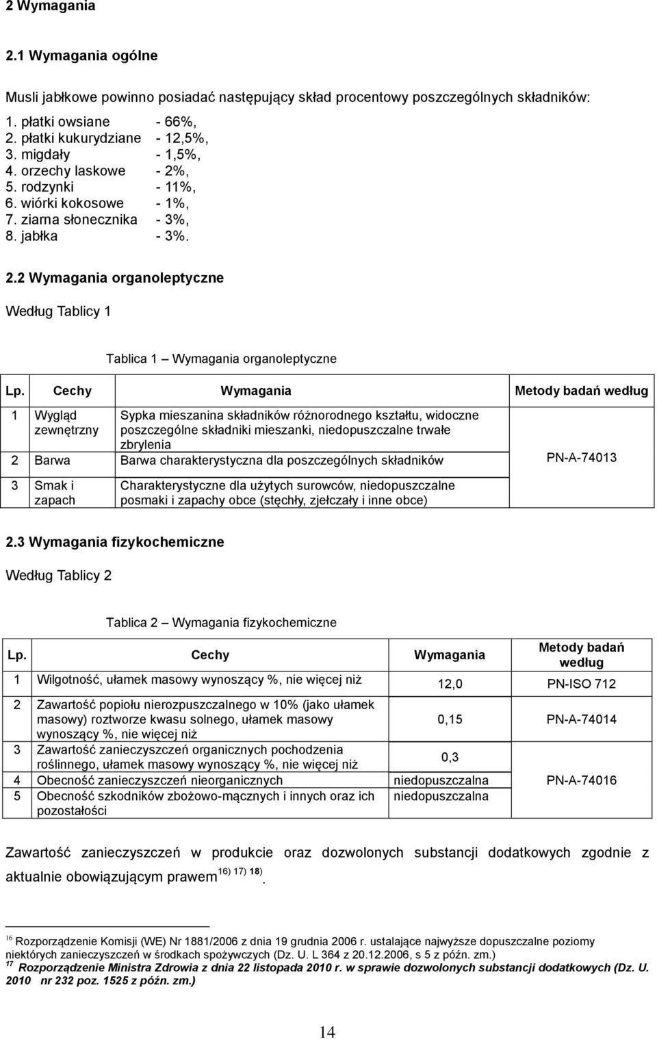 Cechy Wymagania Metody badań według 1 Wygląd zewnętrzny Sypka mieszanina składników różnorodnego kształtu, widoczne poszczególne składniki mieszanki, niedopuszczalne trwałe zbrylenia 2 Barwa Barwa