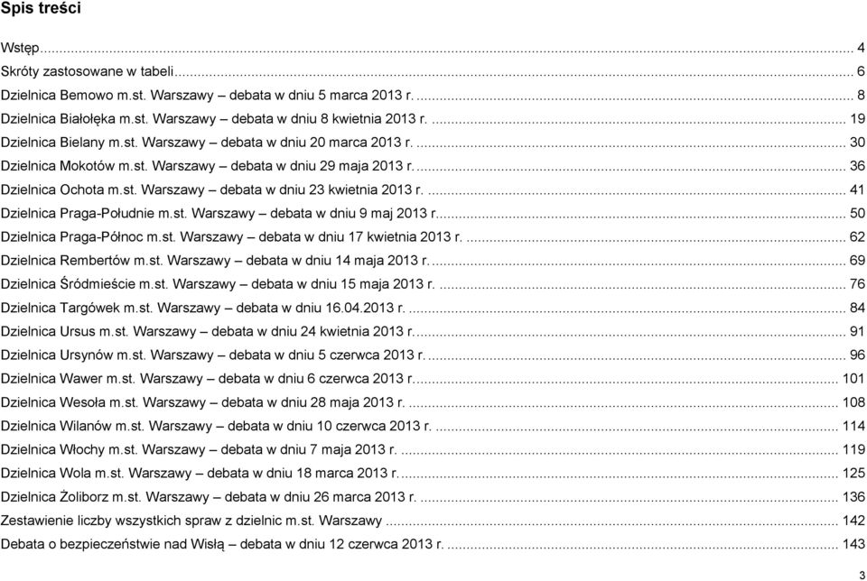 ... 41 Dzielnica Praga-Południe m.st. Warszawy debata w dniu 9 maj 2013 r... 50 Dzielnica Praga-Północ m.st. Warszawy debata w dniu 17 kwietnia 2013 r.... 62 Dzielnica Rembertów m.st. Warszawy debata w dniu 14 maja 2013 r.