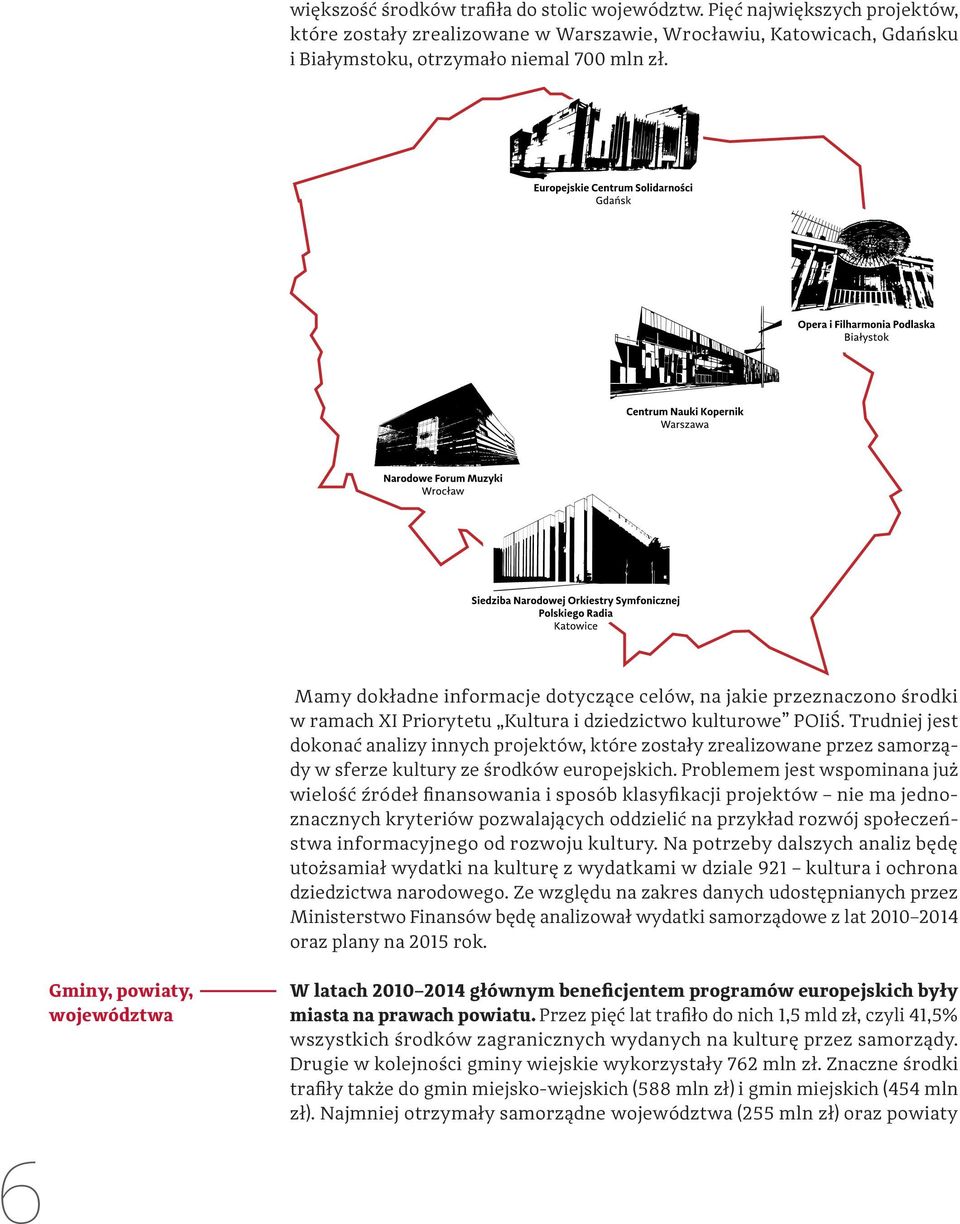 Trudniej jest dokonać analizy innych projektów, które zostały zrealizowane przez samorządy w sferze kultury ze środków europejskich.