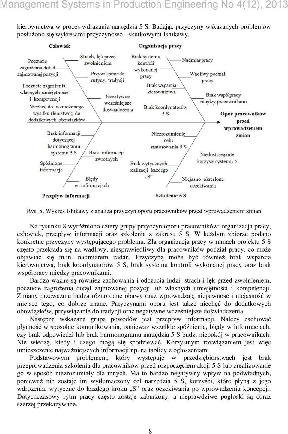 szkolenia z zakresu 5 S. W każdym zbiorze podano konkretne przyczyny występującego problemu.