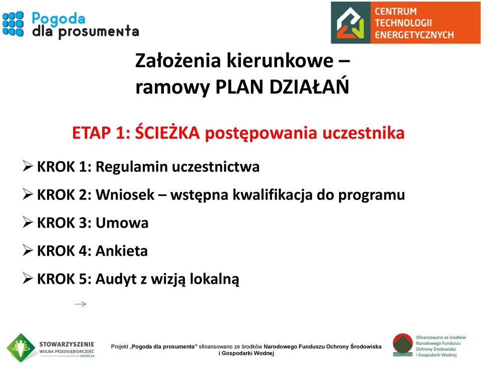 do programu KROK 3: Umowa KROK 4: Ankieta KROK 5: Audyt z wizją lokalną