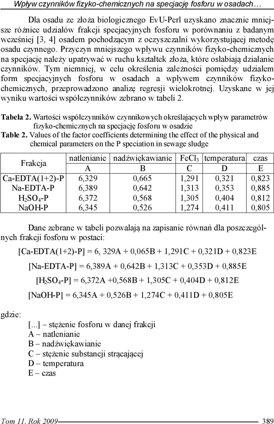 Przyczyn mniejszego wpływu czynników fizyko-chemicznych na specjację należy upatrywać w ruchu kształtek złoża, które osłabiają działanie czynników.