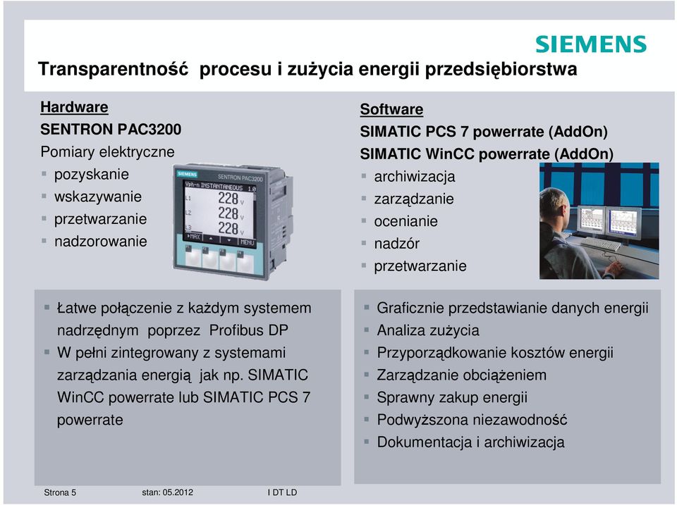 Profibus DP W pe ni zintegrowany z systemami zarz dzania energi jak np.