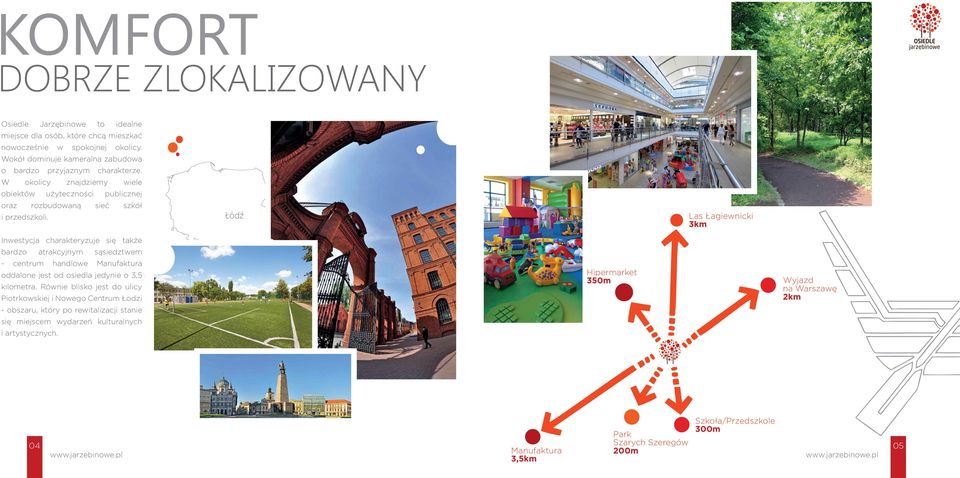 Łódź Las Łagiewnicki km Inwestycja charakteryzuje się także bardzo - atrakcyjnym centrum handlowe sąsiedztwem Manufaktura Hipermarket 0m oddalone jest od osiedla jedynie o,