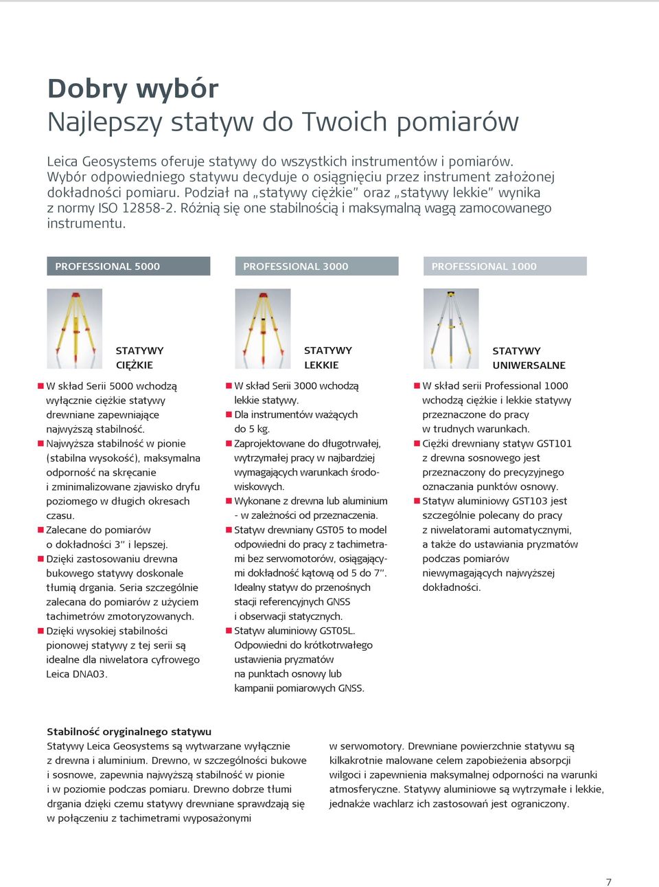 Różnią się one stabilnością i maksymalną wagą zamocowanego instrumentu.