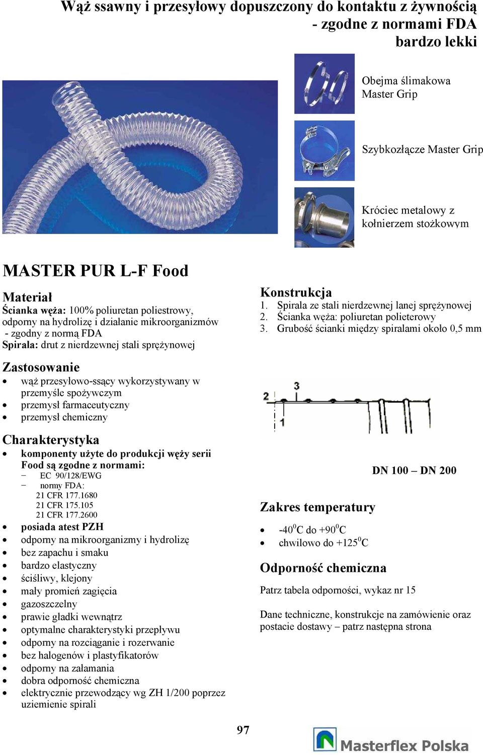 wykorzystywany w przemyle spoywczym przemys farmaceutyczny przemys chemiczny Charakterystyka komponenty uyte do produkcji wy serii Food s zgodne z normami: EC 90/128/EWG normy FDA: 21 CFR 177.