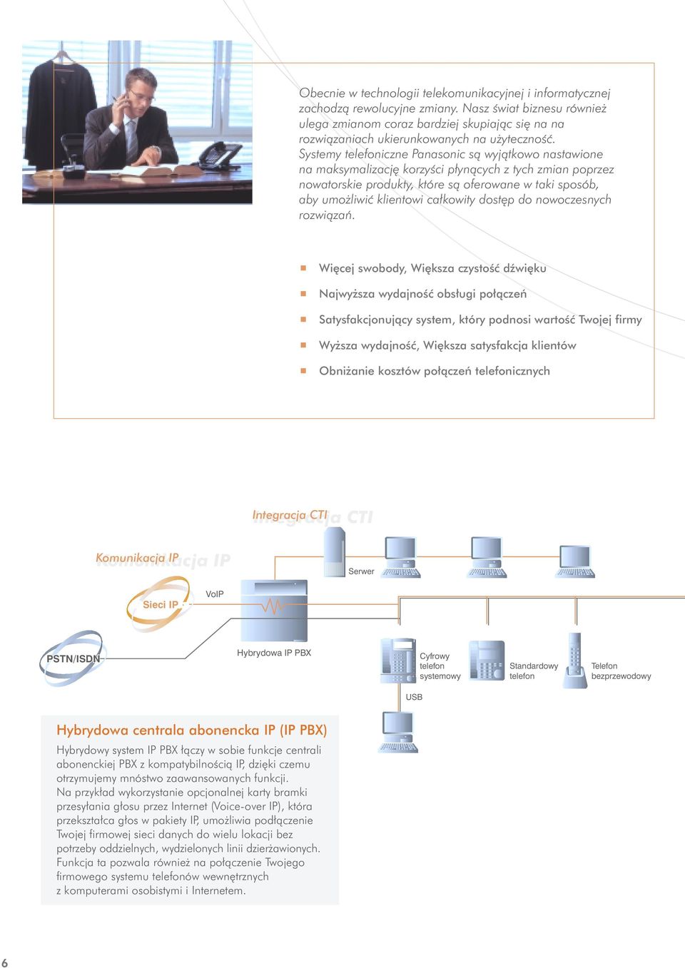 Systemy telefoniczne Panasonic s¹ wyj¹tkowo nastawione na maksymalizacjê korzyœci p³yn¹cych z tych zmian poprzez nowatorskie produkty, które s¹ oferowane w taki sposób, aby umo liwiæ klientowi