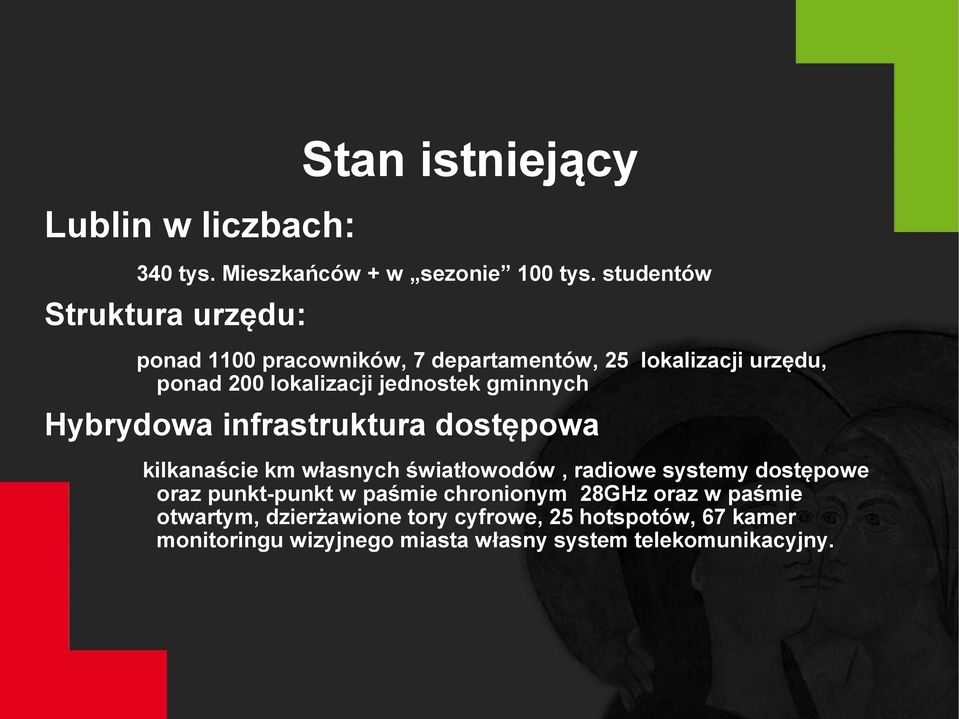 jednostek gminnych Hybrydowa infrastruktura dostępowa kilkanaście km własnych światłowodów, radiowe systemy dostępowe