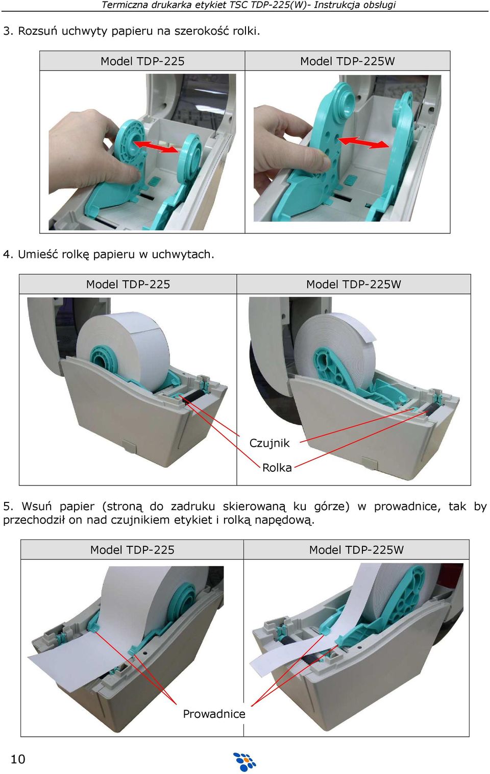 Wsuń papier (stroną do zadruku skierowaną ku górze) w prowadnice, tak by