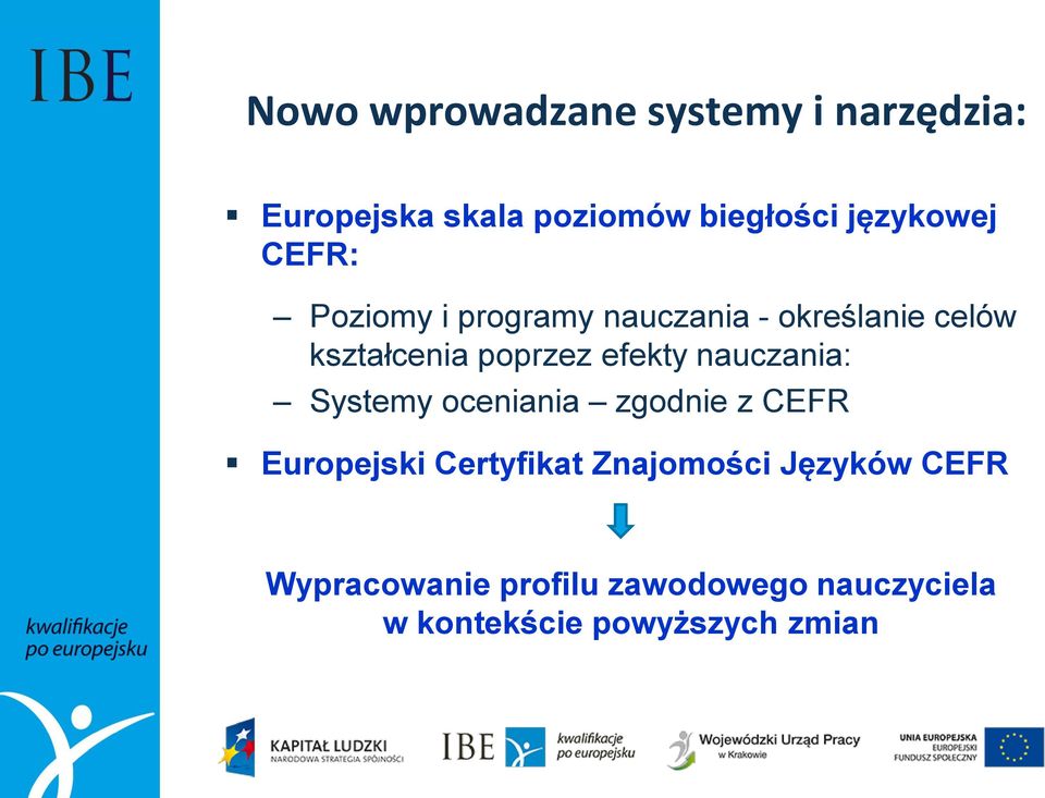 poprzez efekty nauczania: Systemy oceniania zgodnie z CEFR Europejski Certyfikat