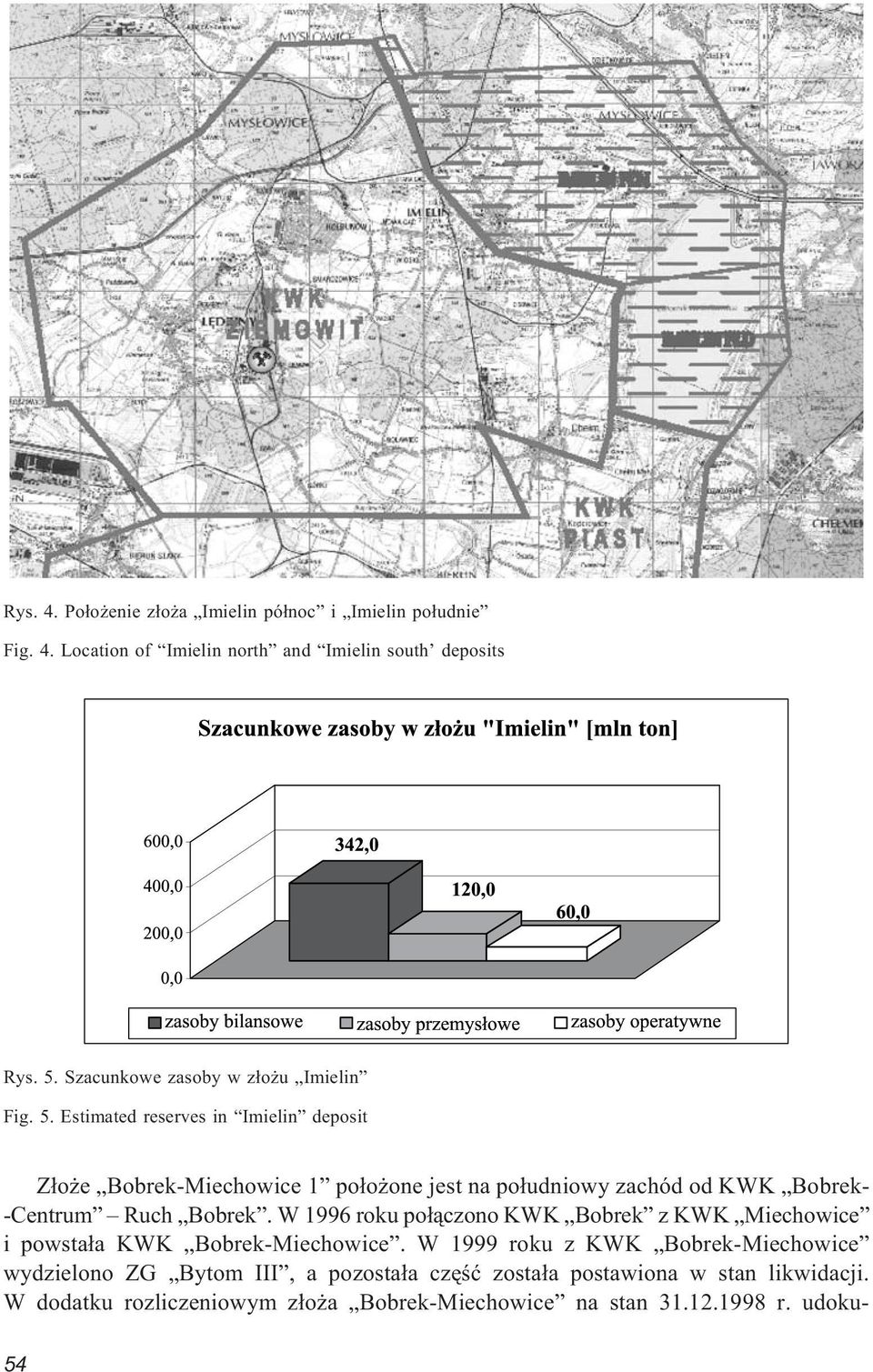 Estimated reserves in Imielin deposit Z³o e Bobrek-Miechowice 1 po³o one jest na po³udniowy zachód od KWK Bobrek- -Centrum Ruch Bobrek.