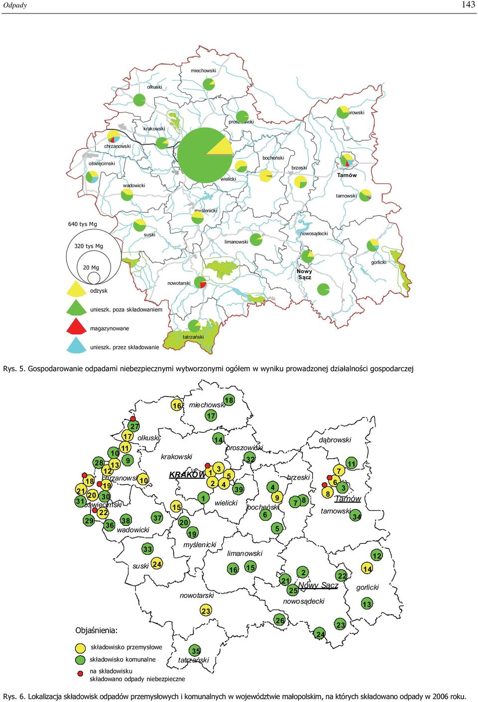 Gospodarowanie odpadami niebezpiecznymi wytworzonymi ogółem w wyniku prowadzonej działalności gospodarczej 18 16 miechowski 17 27 17 14 11 proszowicki 10 krakowski 28 12 13 9 32 KRAKÓW 1 3 5 18 10 2