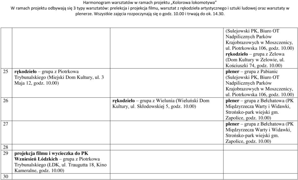 Kościuszki 74, plener grupa z Pabianic (Sulejowski PK, Biuro OT Nadpilicznych Parków Krajobrazowych w Moszczenicy, ul.