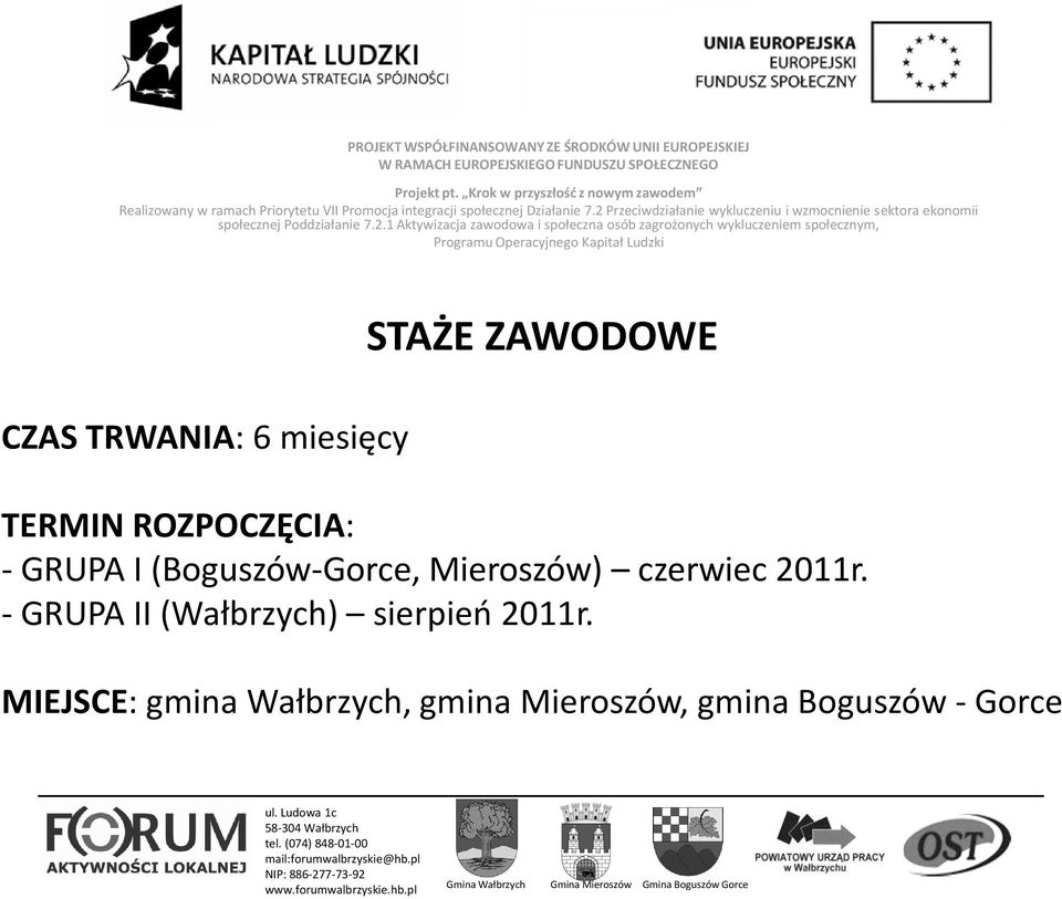 czerwiec 2011r. - GRUPA II (Wałbrzych) sierpieo 2011r.